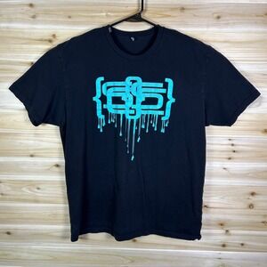 Mens XL Black T-Shirt Dripping Graphic Print Short Sleeve